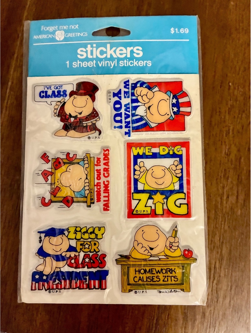 Vintage 1982 Ziggy Vinyl Stickers Sheet American Greetings Sealed